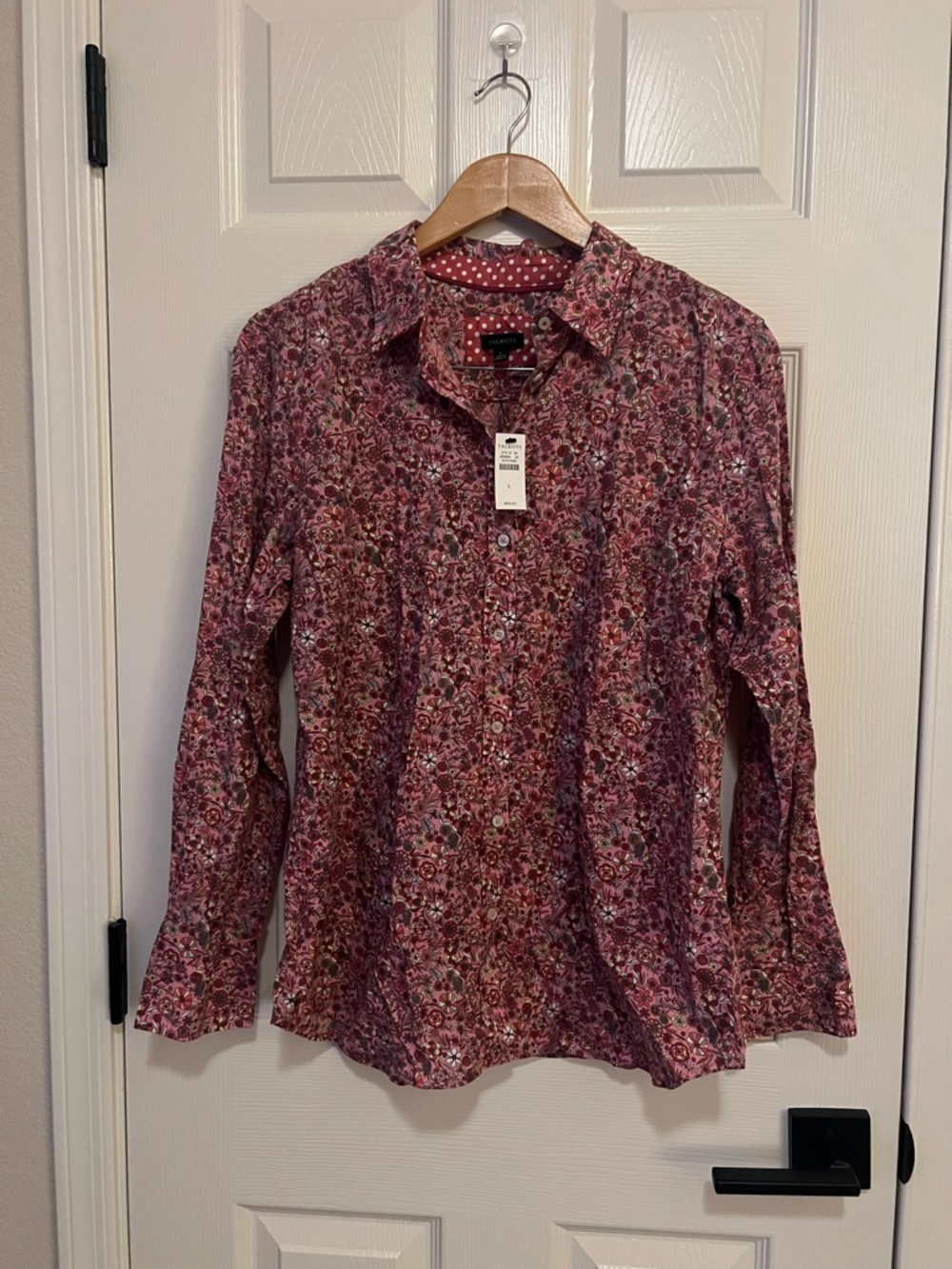 NWT Talbots 100% Cotton Pink Floral Lightweight Layering Blouse